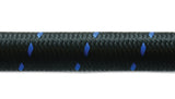 Vibrant -6 AN Two-Tone Black/Blue Nylon Braided Flex Hose (10 foot roll)